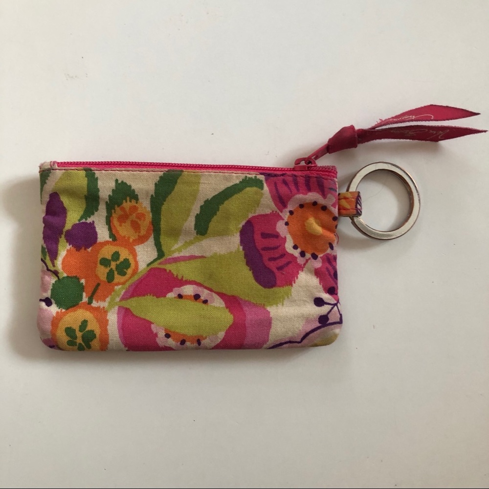 Vera Bradley Pink and Green Ikat Key & Card Holder - Picture 2 of 4